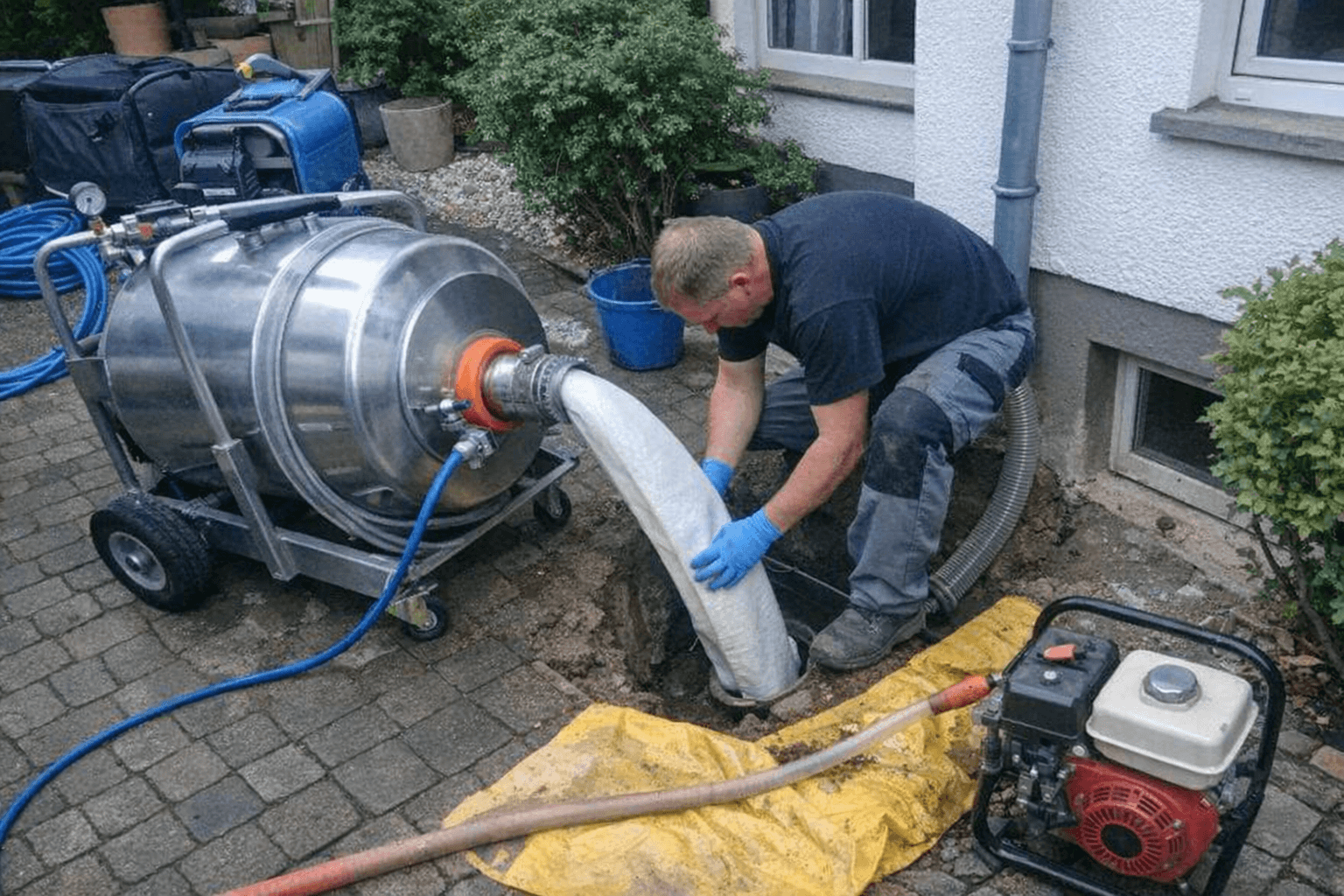 Einbringen eines Inliners in ein altes Abwasserrohr