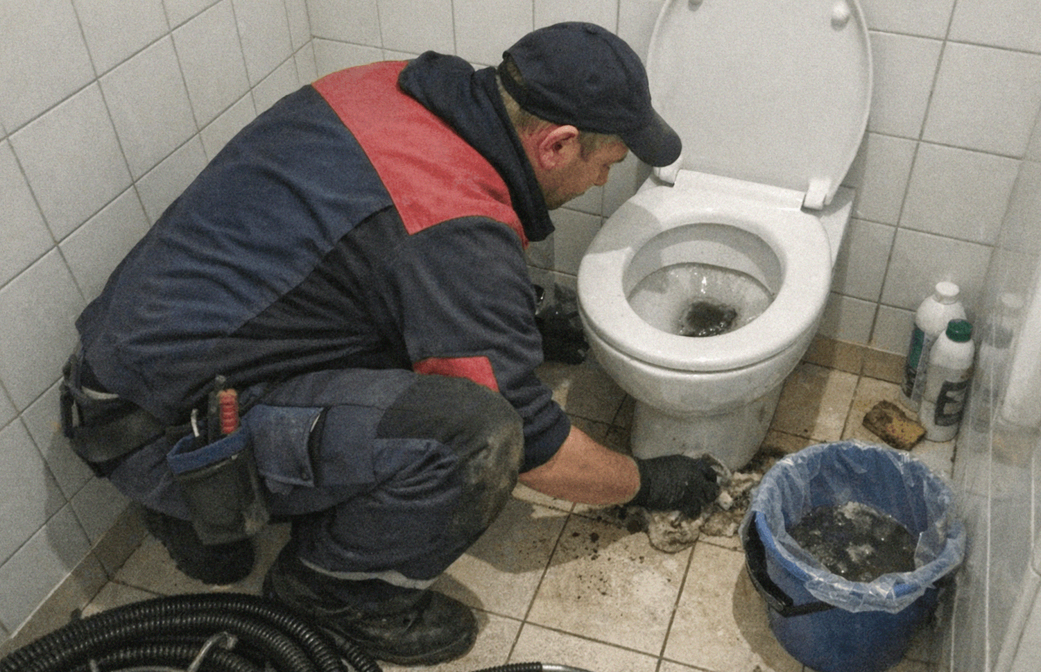 Fachgerechte Behebung einer verstopften Toilette im Badezimmer